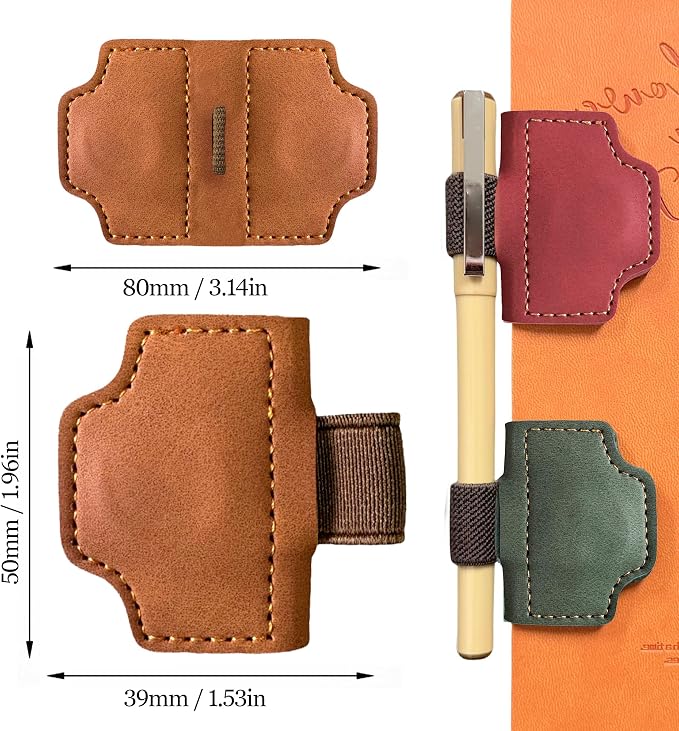 EDSG Personalized Magnetic Bookmark, Engraved Leather Bookmark Clip with Pen Holder, Laser Engraved Book Marks with Birth Flower Mothers Bookmarks Gifts for Men Women Teachers (Brown-Magnetic V2)