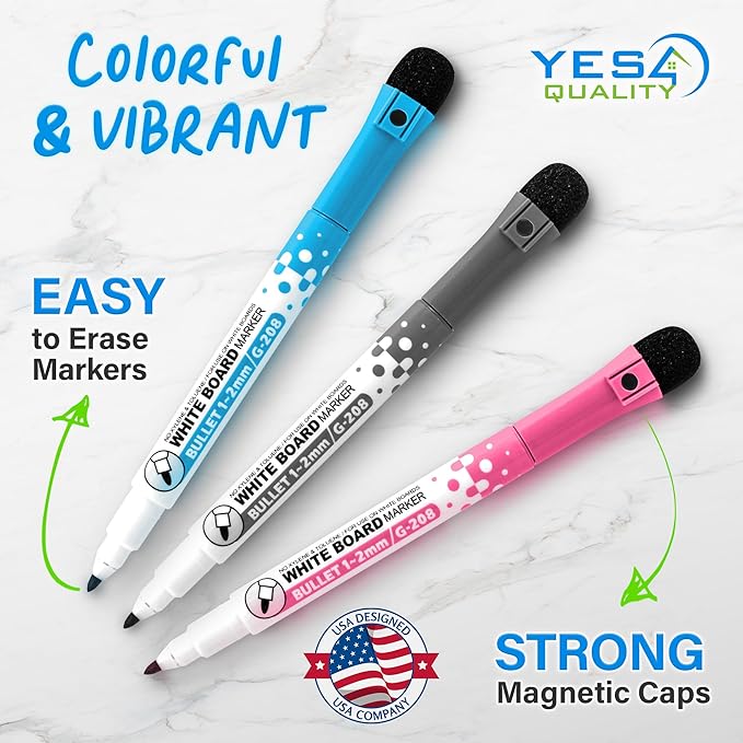 Magnetic Calendar - 16x12 Whiteboard - Dry Erase Calendar for Fridge - Monthly Refrigerator White Board Sheet with 3 Colorful Markers & Eraser, Meal Planner & Family Organizer - by Yes4Quality
