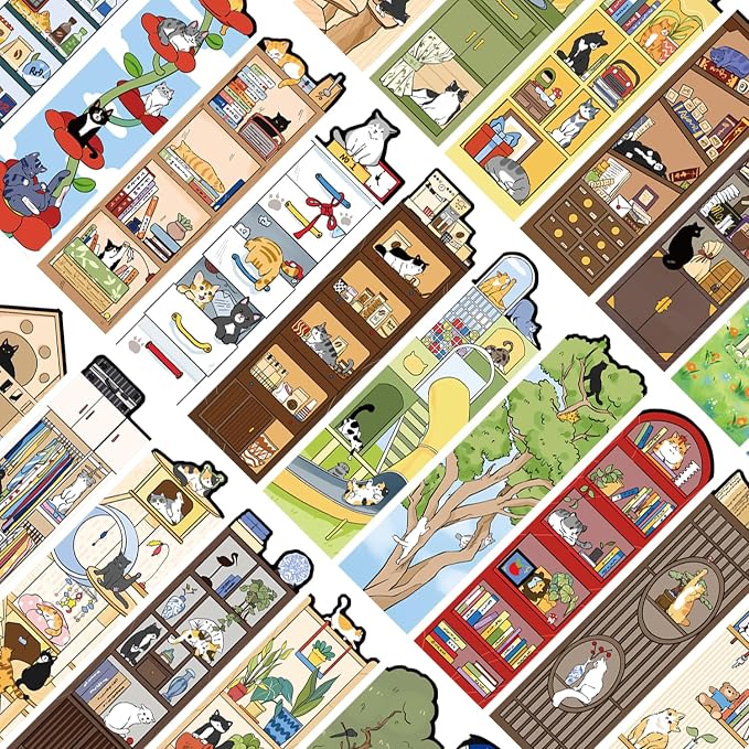 30 PCS Cat World Bookmark, Bookmarks for Cat Lovers, Bulk Bookmarks for Men and Women, Unique Book Mark for Reading for Boys, Girls, Students, Classroom Gifts, School Prize, Reading Present
