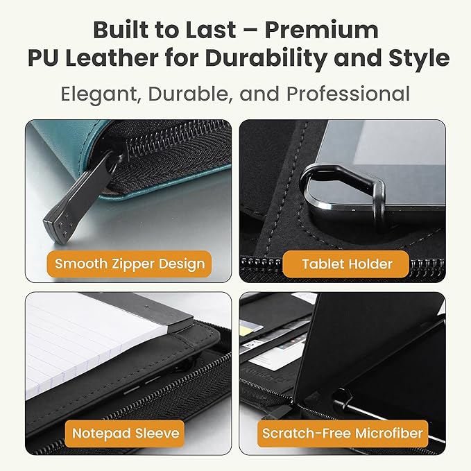 Universal Padfolio Case – Tablet Portfolio Organizer with Notepad Holder – Compatible with iPad 10th 11th Gen, iPad Pro 11, iPad 7 8 9 10.2 10.9 and 9.7 inches