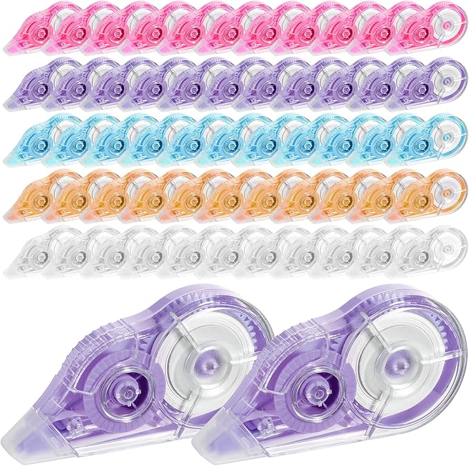 50 Pack White Correction Tape Bulk, 39 Feet Cream Correction Tapes Roller Applicator Extra-Long for Instant Smooth Precise Corrections Study Supplies and Office Products Writing Supplies(Color)