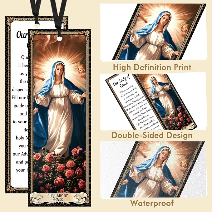 Catholic Saints Prayer Bookmarks Gifts: 20 Pcs Religious Prayers Book Marks for Reading Bible Study, Inspirational Bible Verse Markers Prayer Cards, Gift for Men Women Church School Office Supplies