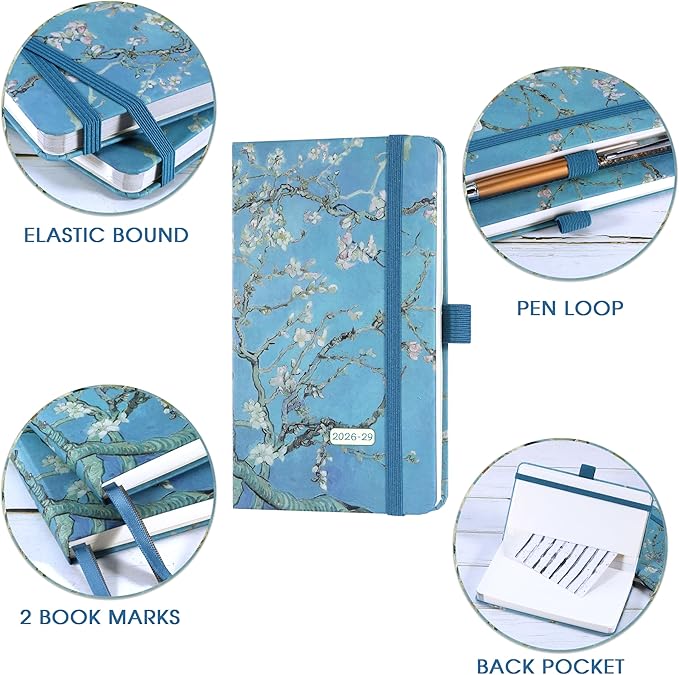 2026-2029 Pocket Planner/Calendar - 3 Year Monthly Planner 2026-2029, Jul 2026 - Jun 2029, 6.3" x 3.8", 61 Notes Pages, Inner Pocket, Pen Holder & Elastic Closure