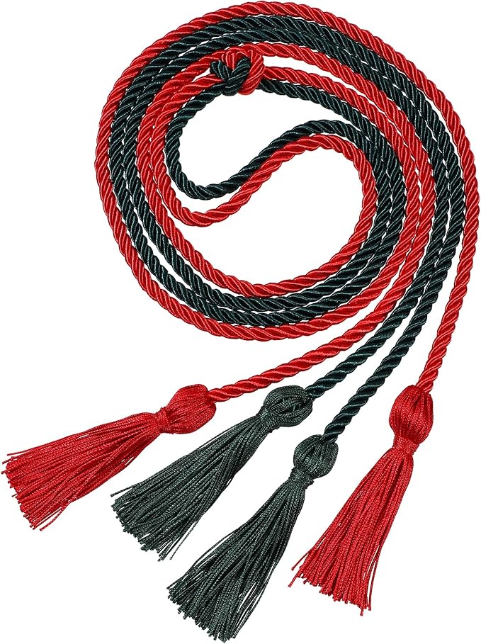 Graduation Double Honor Cords with Tassels Braided Academic Ropes for High School College Ceremony 68 Inch (Red+Forest Green)