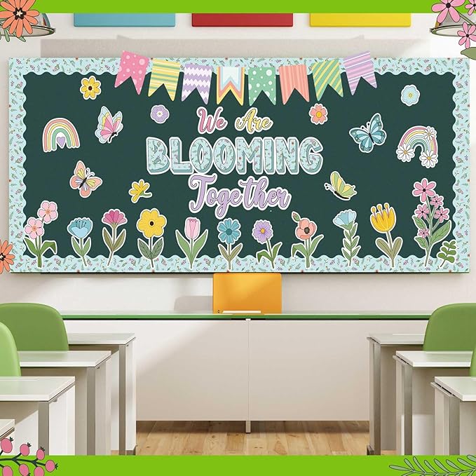 Pasimy Spring Bulletin Board Decorations Set 3D Sunflower Bulletin Board Bee Classroom Decor Honeycomb Butterfly Flower Kindness Cutouts Borders for Home Office Wall Door Window Supplies(Diverse)