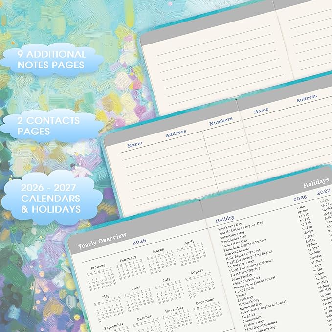 Pocket Planner 2026-2027 - Pocket Calendar 2026-2027, Jul.2026 - Jun.2027, 26-27 Pockets Planner Weekly and Monthly, 3.93''×6.29''- Oil Painting