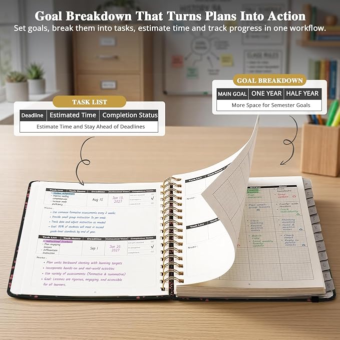 JoyCat Academic Planner 2026-2027, July 2026 - June 2027, A5 Weekly & Monthly Planner, Hardcover Agenda with Tabs, 5 Sticker Sheets, Elastic Closure & Pocket for Teachers & Students, 6.3" x 8.5", Midnight Garden