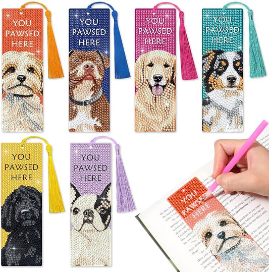 6 PCS Diamond Art Kits Bookmarks Diamond Painting Bookmark, 5D DIY Book Marks Dimond Art Paintings Gem Art, Acrylic Bookmarks with Tassels,Arts and Crafts for Adults Reading Gifts for Book Lovers