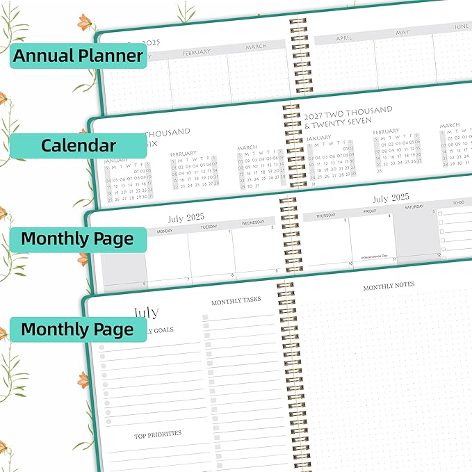 2026-2027 Monthly Planner, Jan 2026-June 2027, B5 (7" x 9"), 2 Year Monthly Planner, 24 month Calendar, Simple Calendar Planner Notebook Soft PVC Cover, Suitable for Schools & Offices,Aquamarine