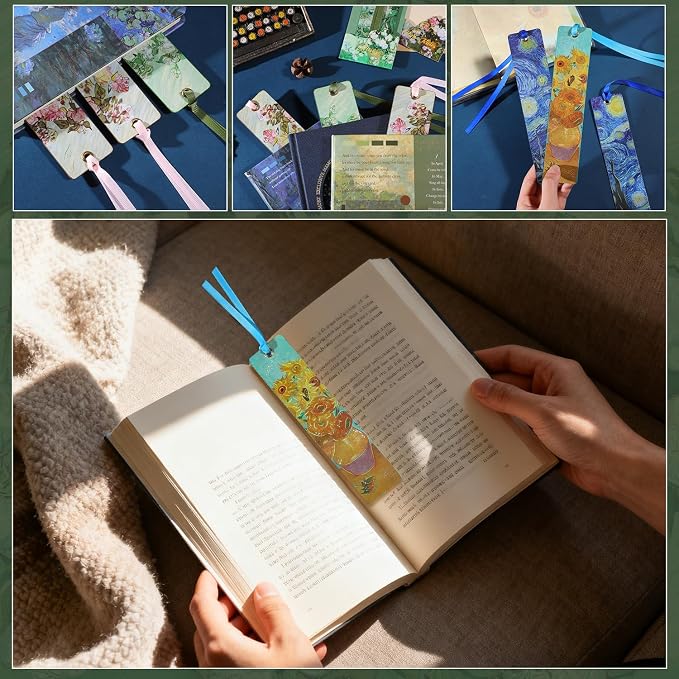 2Pcs Oil Painting Bookmarks for Women, Bookmarks Set for Book Lover, Book Marks for Reading, Vintage Book Marks for Kids Students Classroom Gift for Teacher Pink Roses & Roses