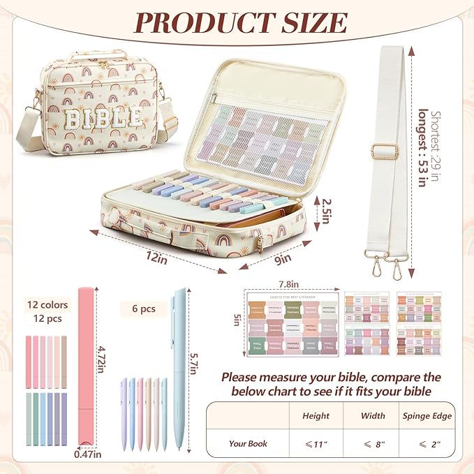 Sinload Large Bible Cover Case for Women, Bible Study Supplies Journaling Kit Chenille Letter PU Leather with Tabs Gel Pen Highlighters with Strap Easter Mothers Day Christian Gifts for Women Mom