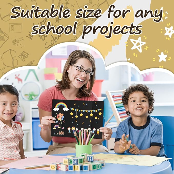 PSHVYM 12 Pcs Black Trifold Poster Board, 21.5 x 14 inches Poster Board with Double Sided Tapes and Cardboard, Corrugated Presentation/Display Board for School Project, Science Fair, Business