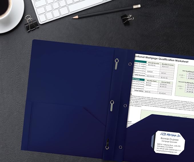 Better Office Products Navy Blue Folders with 3 Metal Prongs, Blue Plastic Folders with Pockets and Prongs, Heavyweight Letter Size Poly Folders, 24 Pack, Durable Plastic Pocket Folders with Prongs