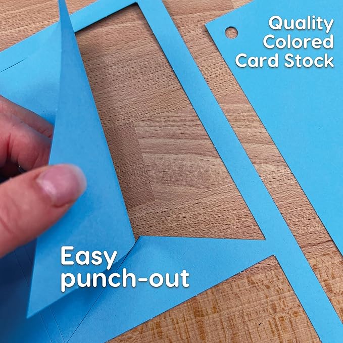 80 pcs Paper DIY Banner Flags Bright Pennant Banners, Large (3.75 x 5 in), US Made Card Stock Punch Out Blank Pennants for Party Decorations, Kids Birthdays, Classroom, Celebration, Festive Parties