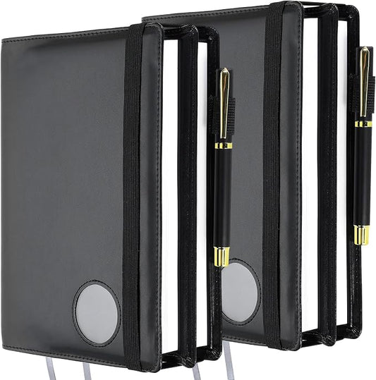 Motipuns 2 Pack Double AA Book Cover & 12 Steps & 12 Leather Double AA Book Cover Medallion Holder Paperback Protector Leather Gift for Women Men (Black)