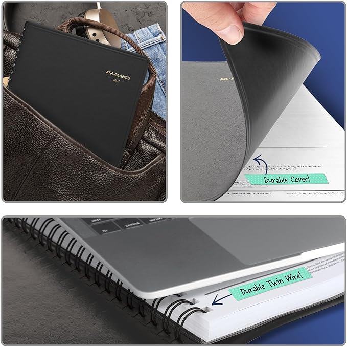AT-A-GLANCE 2027 Appointment Book Planner, Daily Group Planner, 8" x 11", Two Person, Quarter-Hour, Black (702220527)