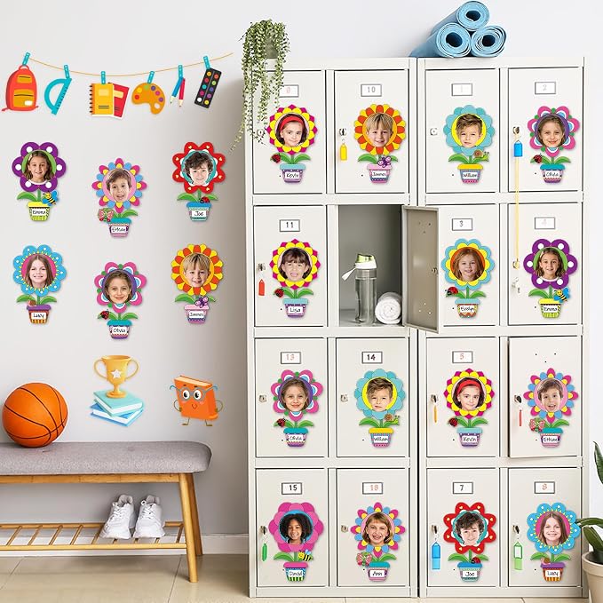 60pcs Flower Pot Theme DIY Cutouts Flower Pots Bulletin Board Decoration Set Spring Colored Plant Pot Paper Cut-Outs Classroom Decor for Boy Girl DIY Photo Craft Kindergarten School Wall Door Supplies