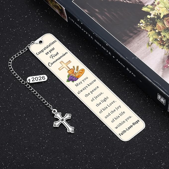 2026 First Communion Gifts for Girls Boys - 1st Communion Gifts for Boys Girls Catholic First Communionn Bookmark Girl Boy Easter Basket Stuffers Christian Bookmarks for Her Him Easter Gift for Kids