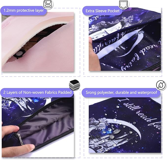 LParkin Book Sleeve Cover with Zipper, I Still Read Fairytales They're Just Dirtier Now Book Protector Pouch, Washable Fabric Book Pouch, 11 x 8.5 Inch Padded Book Sleeve Smut Reader Gift