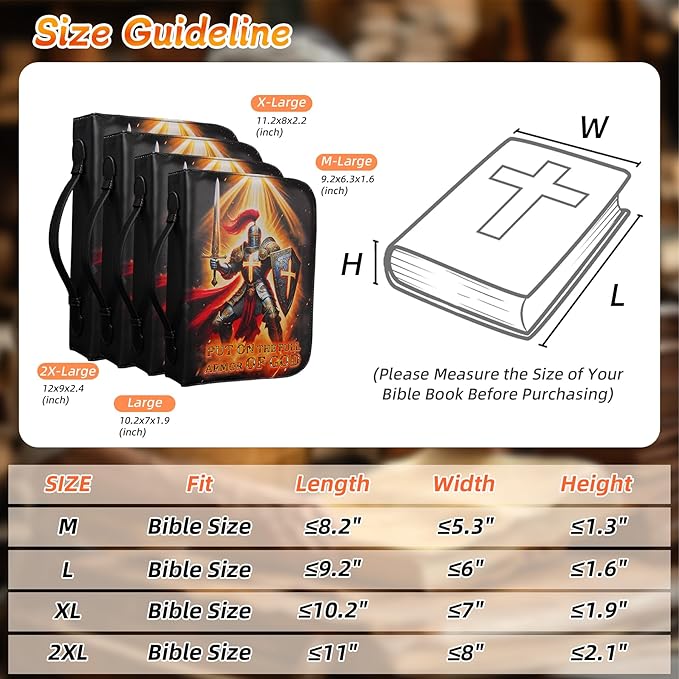 Premium Leather Armor of God Bible Cover - Faith Scripture Knight Temlar Study Bible Carrier Case Bag Accessories Supplies - Religious Bible Pattern Organizer - Christian Pastor Appreciation Gifts