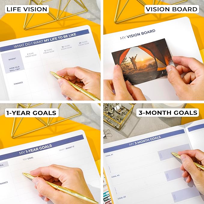 Clever Fox Planner PRO 2nd Edition – Undated Weekly Agenda Planner for Setting Goals, Tasks & Time Management – Life Organizer with To-do Lists & Habit Trackers – Large, 8.5x11″ (Amber Yellow)