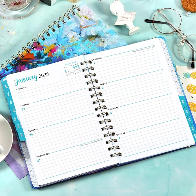 Academic Planner 2025-2026, July 2025 - June 2026, 6.3’’ × 8.4’’, 2025-2026 Academic Planner Weekly and Monthly with Tabs, Inner Pocket, Hardcover, Elastic Closure
