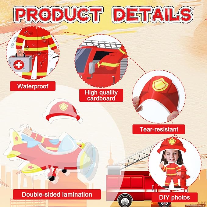 60pcs Firefighter Cutouts Fire Truck Bulletin Board Decorations Fireman Theme Paper Cut-Outs Classroom Decorations for Boy Girl Classroom DIY Craft Photo Kindergarten Preschool Wall Door Supplies