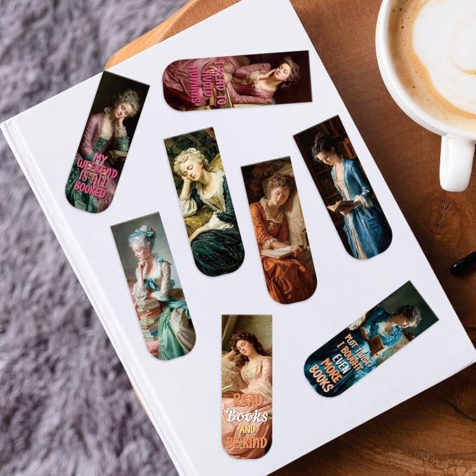 Funny Magnetic Bookmarks for Women, 30 Pcs Vintage Art Magnet Bookmark Clips for Book Lovers, Cute Book Marks for Reading Women Girls, Bookish Gifts for Birthday Back to School Supplies