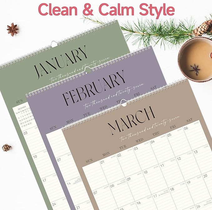 GuassLee Large Wall Calendar 2026-2027,22"x 15" Vertical Jumbo Desktop/Wall Calendar from Jun. 2026 to Dec. 2027,19-Month Hanging Planner with Julian Date for Office Home Organizing