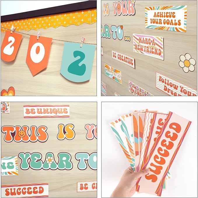 Classroom Bulletin Board Decorations, This is Your Year to Bulletin Board Sets, Growth Mindset Positive Affirmations Wall Decor for Teacher Groovy Welcome Back to School Classroom Door Wall Decors