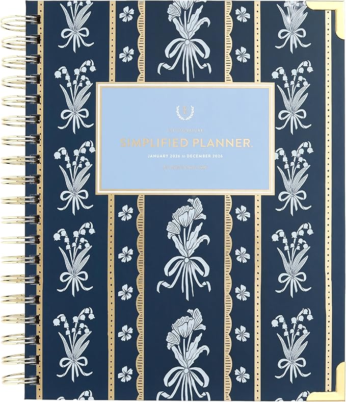 Simplified 2026 12-Month Spiral Weekly Planner — Poppy Posies — January 2026 - December 2026, Calendar Year Organizer with Stickers, Pockets, and Keepsake Box