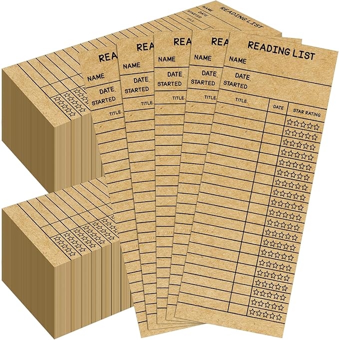 LOTMER 100 PCS Reading List Bookmark, 3 x 8 Inch Personal Libraries Cards, Reading Log Bookmark for Gifts and Literary Supplies for Reading Enthusiasts (Brown)