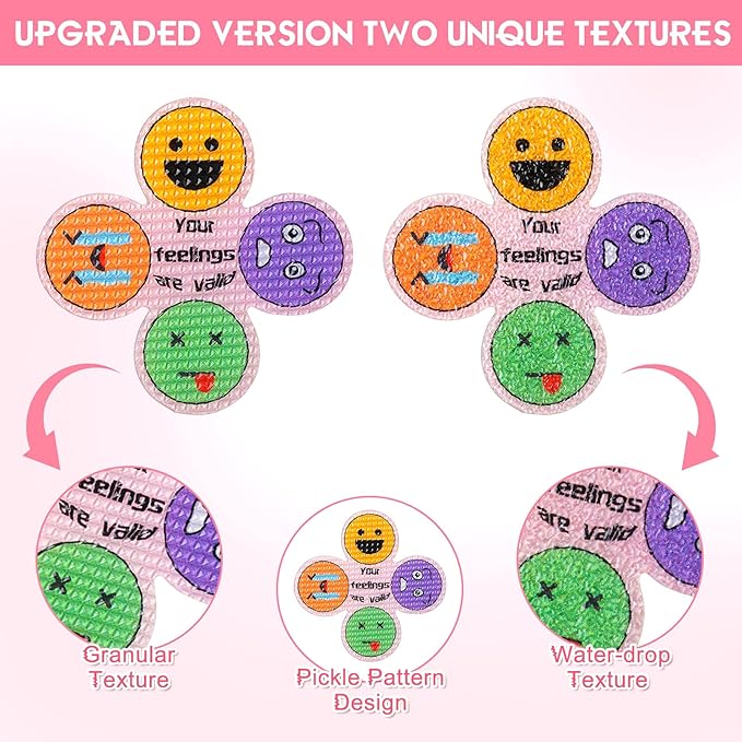 Sabary 120 Pcs Mental Health Awareness Anxiety Sensory Stickers Bulk Sensory Strips Anxiety Calm Textured Strip Stickers with Inspirational Quotes Different Styles for Adults Relief (Cartoon,Colorful)