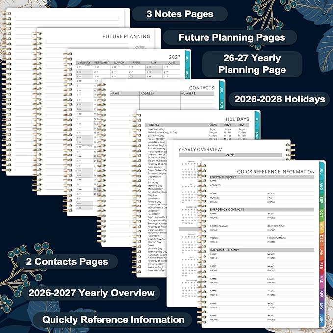 2026-2027 Appointment Book - Weekly Appointment Book 2026-2027, July 2026 - June 2027, 9" x 11", Planner with Tab, Half Hour (30 Mins) Interval