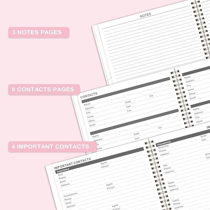2026-2028 Monthly Planner - July 2026 - June 2028, 9" x 11", 2 Year Planner, Spiral Bound, Pink Cardboard Cover