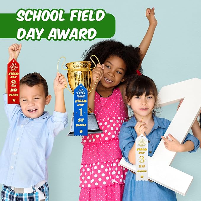 Graduation Season Award Ribbons Multicolor School Field Day Ribbons 1st 2nd 3rd Place with Event Card and Rope One Size Competition Ribbon for Kids Sports Event Contest Prize, 3 Color (45 Pcs)
