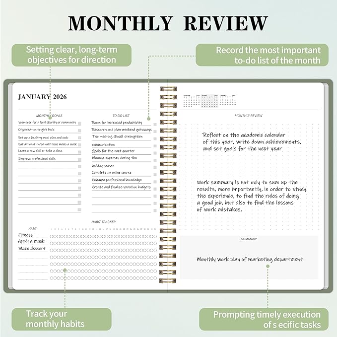 Monthly Planner 2026-2027, 2026 Calendar 24 Months Planner, JAN 2026 - DEC 2027, 7.4"x9.4", Personal Organizer with Monthly Goals, To-Do List, Habit Tracker, 24 Monthes for School Office Home Planning