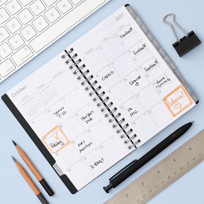 Blue Sky 2027 15-Month Weekly and Monthly Mini Planner Calendar, Includes October 2026 - December 2027, 3.625" x 6.125", Flexible Cover, Wirebound, Laminated Tabs, Enterprise