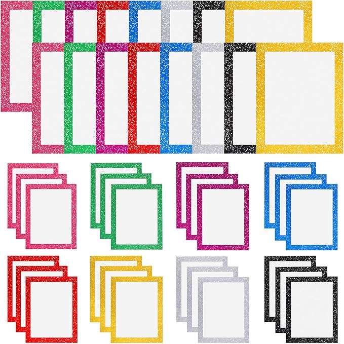 Glenmal 32 Pieces 11" x 14" Glitter Poster Board Glitter Frame Poster Board Cardstock Paper Colored Paper Shining Craft Cardstock for School Project Christmas Wedding Classroom Birthday DIY Craft