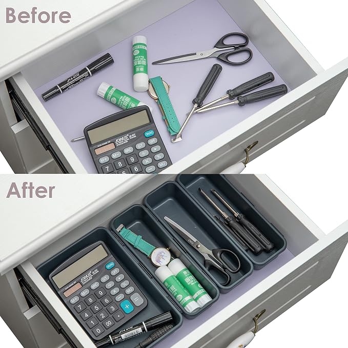 BYCY Office Drawer Organizers Bins Junk Drawer Organizers Tray Storage Dividers for Office Desk Dress Makeup (13pcs 2Size)
