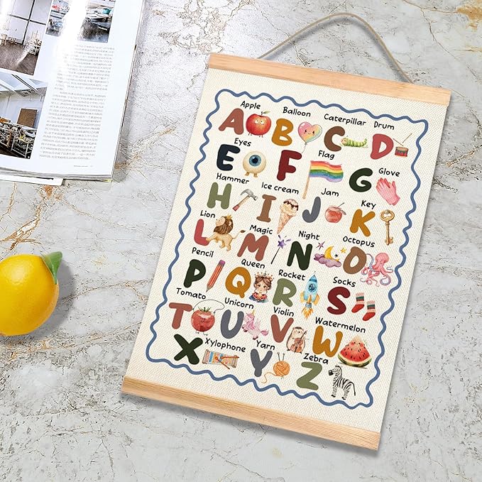 Alphabet Educational Chart 2 for Classroom Decor,Colorful Educational Poster for Toddlers 1-3,Toddler Learning Poster for Ages 3-5 for Nursery Playroom,Classroom Must Haves 14x18.5Inch(Colorful-06)