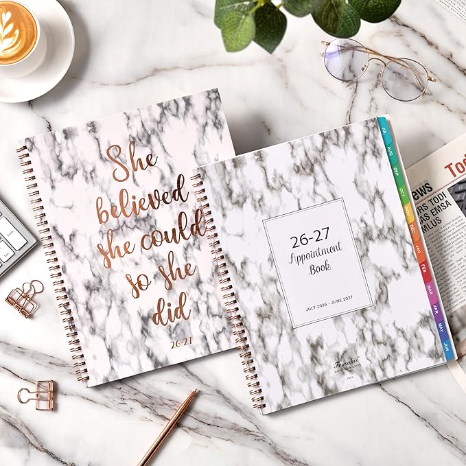 2026-2027 Appointment Book - 2026-2027 Daily Hourly Planner, July 2026 to June 2027, 9" x 11", Weekly Appointment Book with Printed Tabs, 30-Minute Interval, Holidays