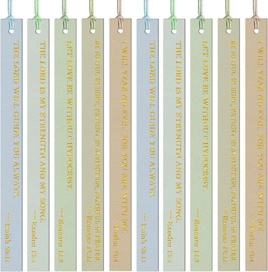 20PCS Leather Bookmark Bible Bookmarks for Reading Women Men Book Lovers Christian Gifts,Cute Page Markers Book Marks Religious Christian Bookmarks Inspirational Bible Verse Scripture (Cool-Toned-2)