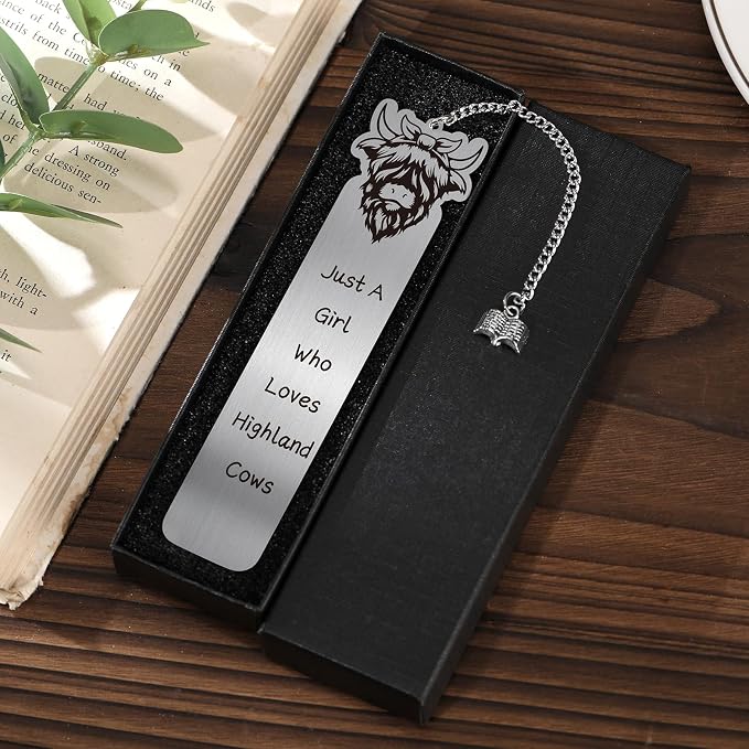 Funny Metal Bookmark Gifts - Cute Highland Cow Bookmarks Reading Women Girls Book Lovers Inspirational Page Marks School Accessories Students Friends Birthday Decorations Graduation Decor