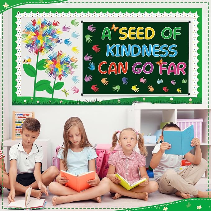Pasimy Spring Bulletin Board Decorations Set 3D Sunflower Bulletin Board Bee Classroom Decor Honeycomb Butterfly Flower Kindness Cutouts Borders for Home Office Wall Door Window Supplies(Dandelion)