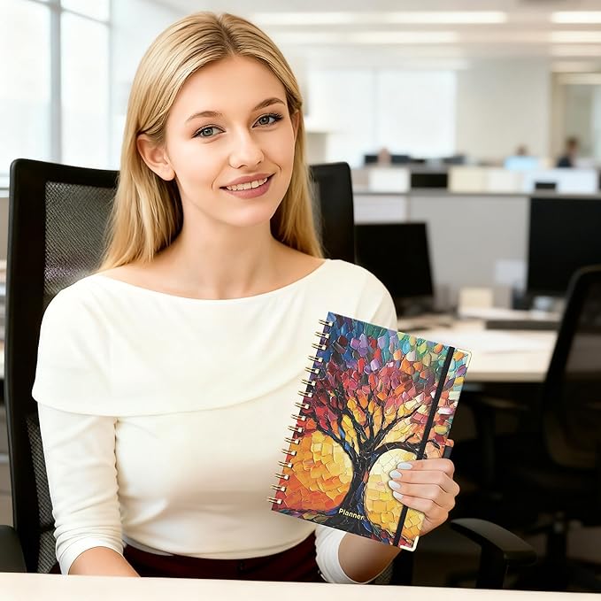 AHGXG Academic Planner 2026-2027, July 2026 - June 2027, Weekly and Monthly, 5.7" x 8.3", Hardcover, Spiral-Bound, Calendar, Agenda for Women, Student, School, 12-Month Tabs (Colourful Tree)