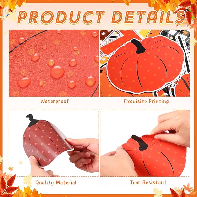 Pasimy Fall Bulletin Board Decorations Set Pumpkin Classroom Door Decor Autumn Maple Cutouts DIY Pumpkin Photo Crafts Thanksgiving Bulletin Board for Halloween Home Office Wall Supplies(Vintage)