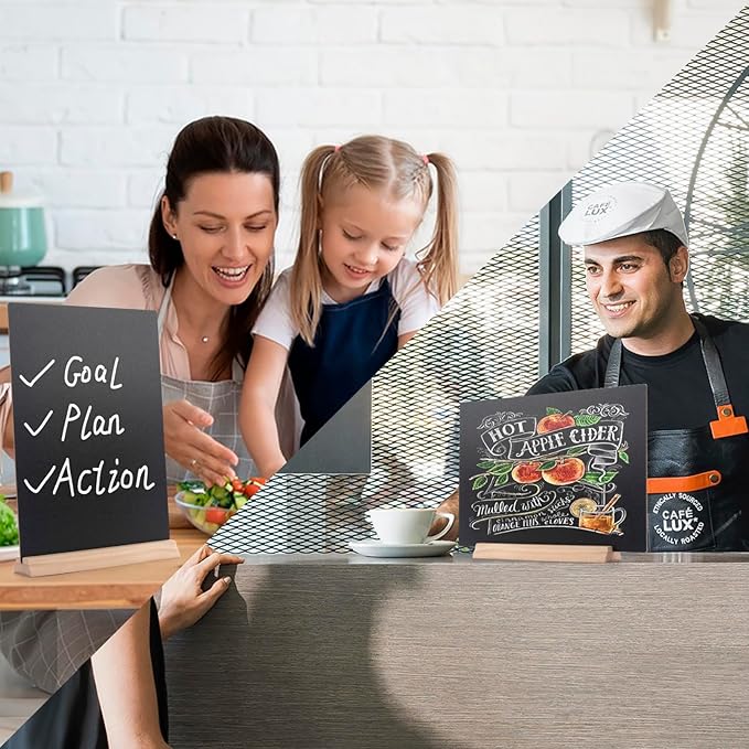 8 x12 Inch 1 Pack Tabletop Chalkboard Sign with Base Stand, Menu Chalk Board Sign Store Food Signs, Message Boards for Party, Wedding and Restaurant