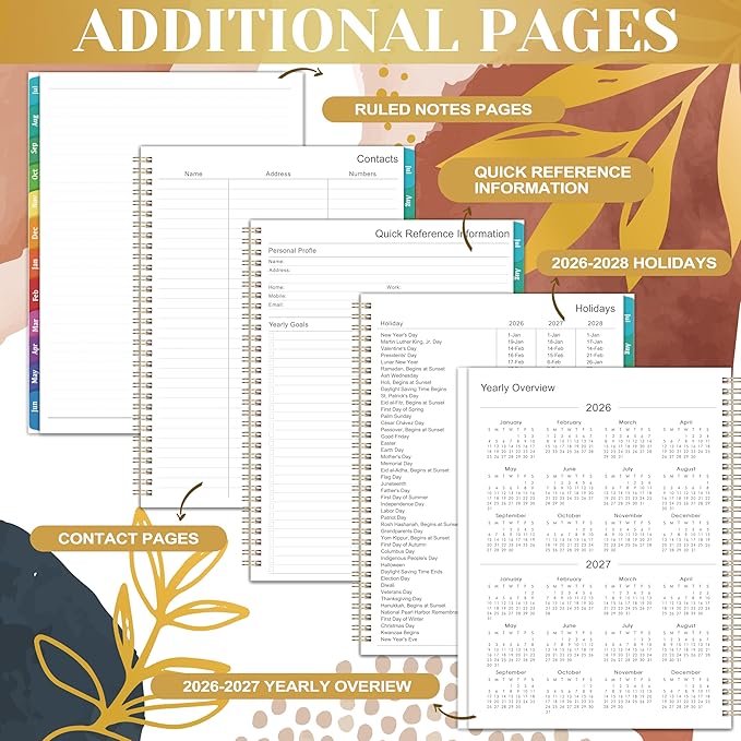 2026-2027 Weekly and Monthly Planner/Calendar - Academic Planner 2026-2027, JUL 2026 to JUN 2027, 12 Colorful Tabs, 9" x 11" Twin-Wire Binding, Inner Pocket