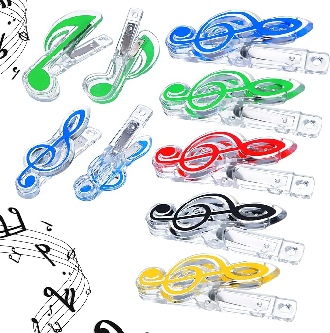 Gersoniel 40 Pack Teacher Gifts Music Note Paper Clip Treble Clef Paper Clips Valentine Funny Music Teacher Gifts Plastic Book Page Sheet Holder for Desk Bookmark Office School Stationery Accessories